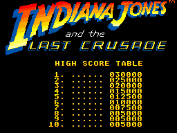 Indiana Jones and the Last Crusade title screen for Sega Master System